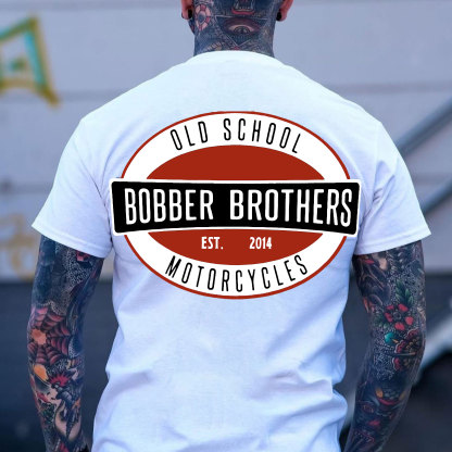 BOBBER BROTHERS Letter Monogram Casual Black Print T-shirt