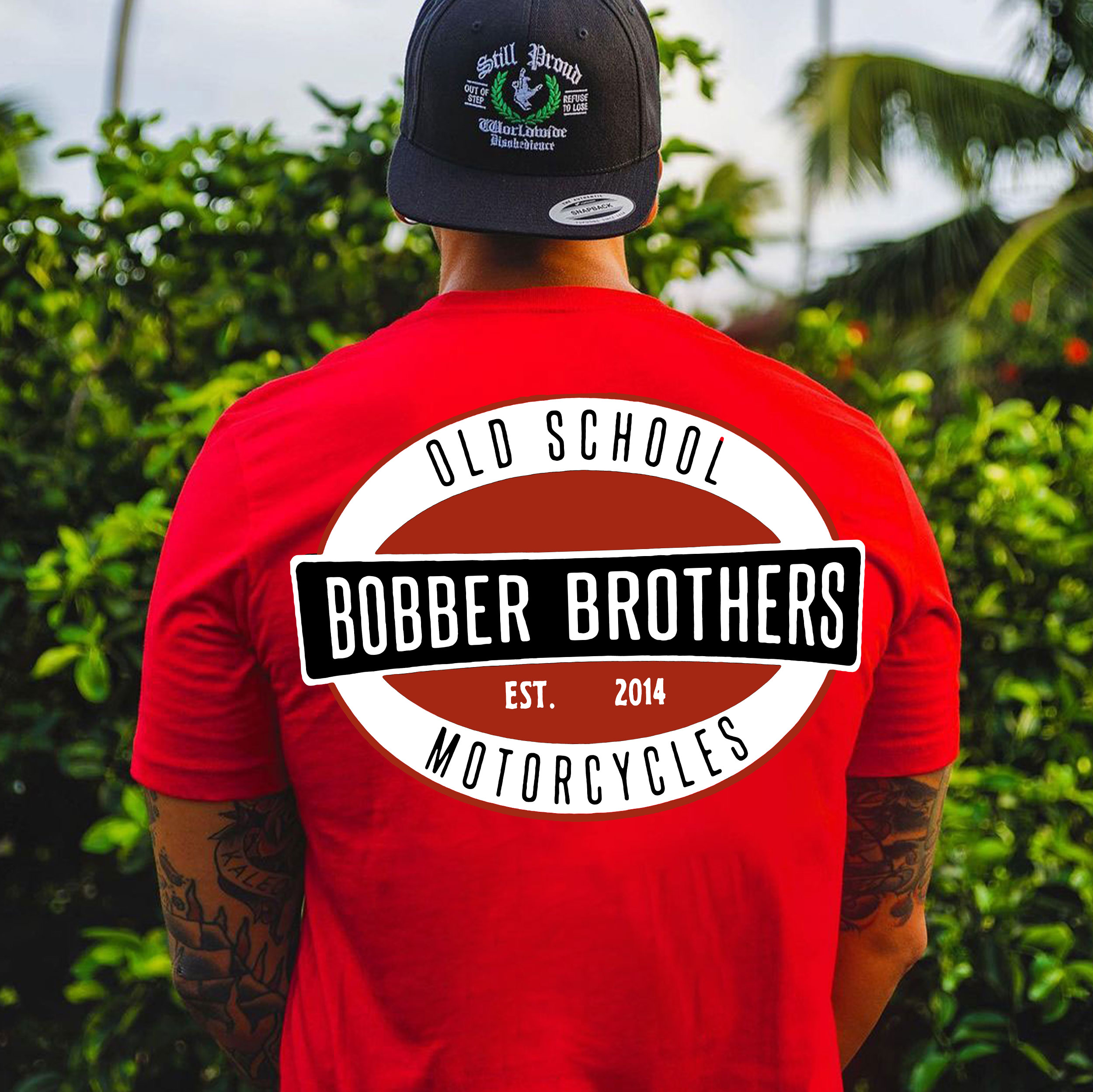 BOBBER BROTHERS Letter Monogram Casual Black Print T-shirt