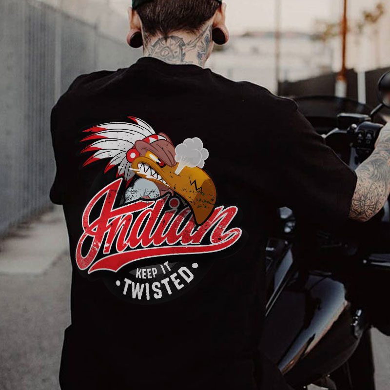 INDIAN KEEP IT TWISTED Black Print T-shirt