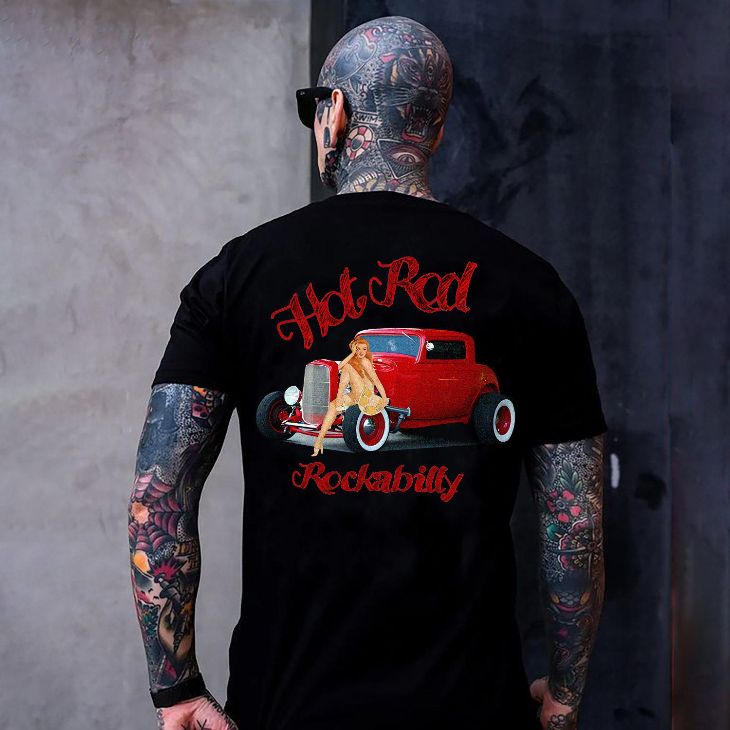 HOT ROD ROCKABILLY Sexy Lady Classic Car Print Men's T-shirt