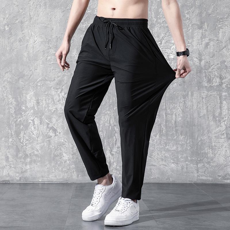 Ice Silk Casual Straight Pants With Leggings