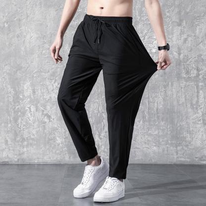 Ice Silk Casual Straight Pants With Leggings