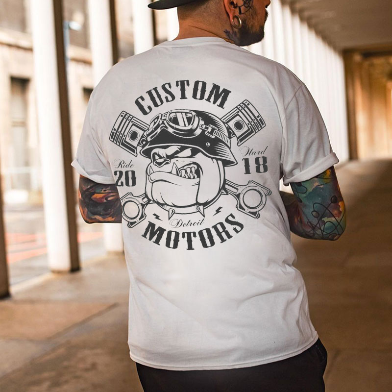 Custom Motors White Print T-shirt