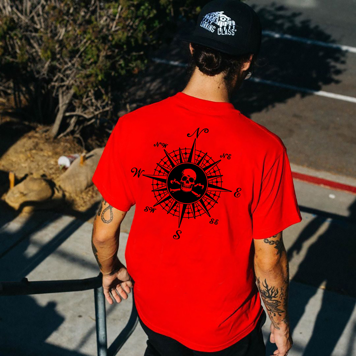 Skull With Beacon White Print T-shirt