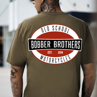 BOBBER BROTHERS Letter Monogram Casual Black Print T-shirt