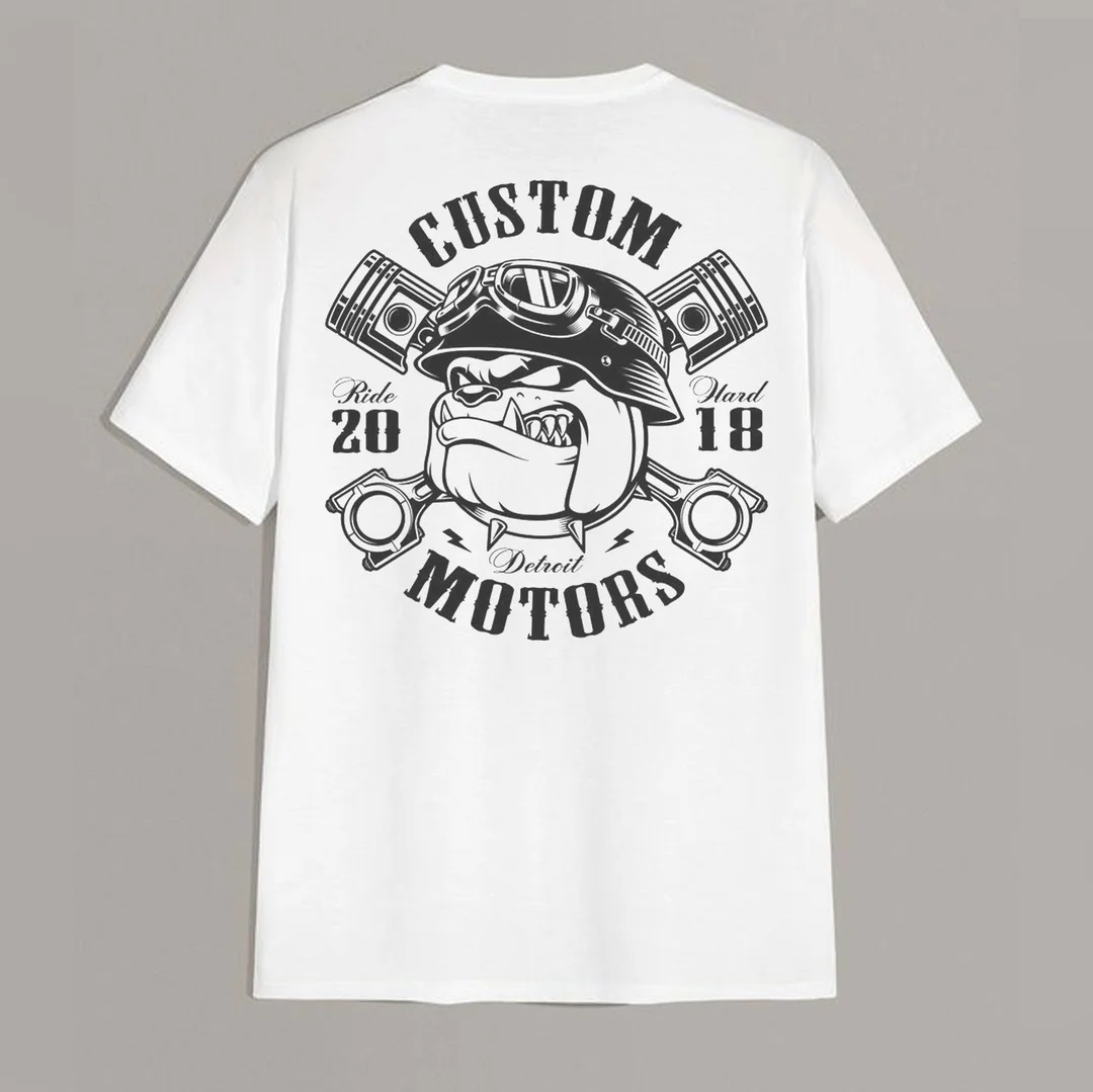 Custom Motors White Print T-shirt
