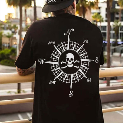 Skull With Beacon White Print T-shirt