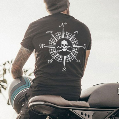 Skull With Beacon White Print T-shirt