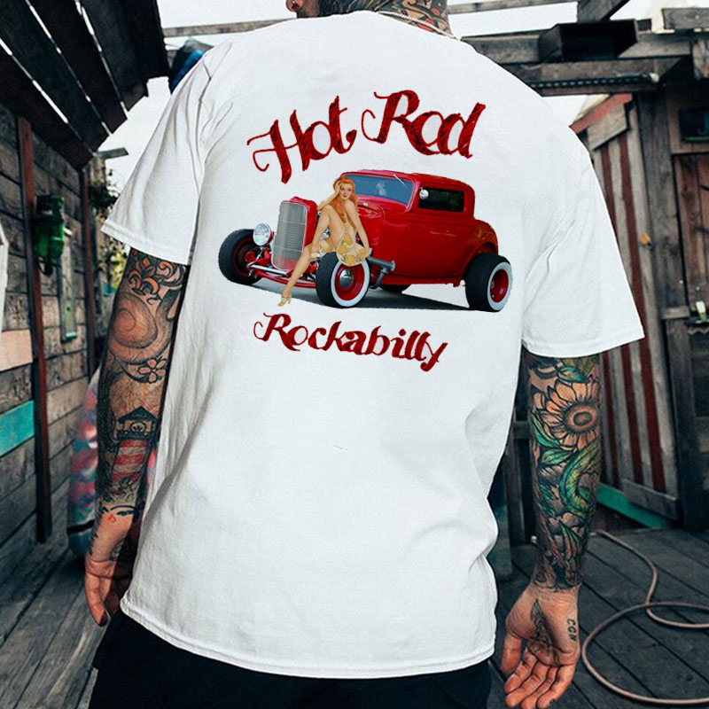 HOT ROD ROCKABILLY Sexy Lady Classic Car Print Men's T-shirt