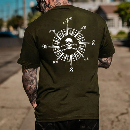 Skull With Beacon White Print T-shirt