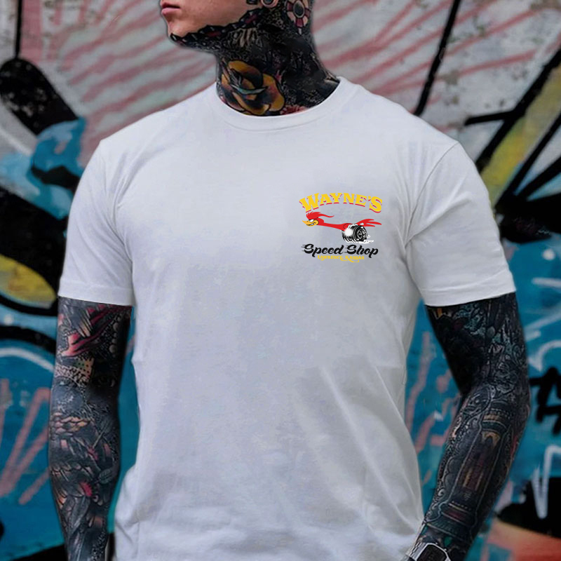 WAYNE'S SPEED SHOP Hot Rod Bird Black Print T-shirt