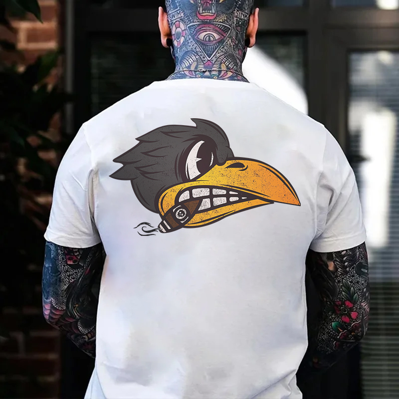 Crow With Cigar Print Men's T-shirt