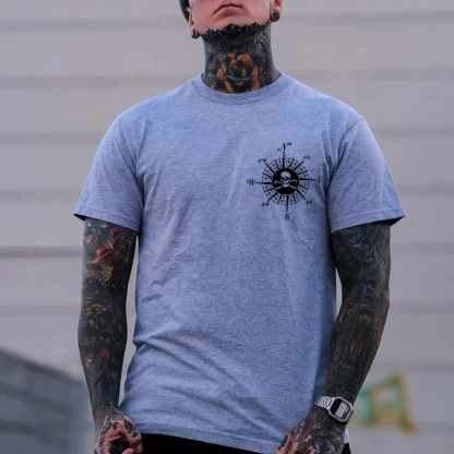 Skull With Beacon White Print T-shirt