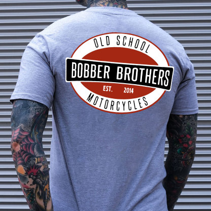 BOBBER BROTHERS Letter Monogram Casual Black Print T-shirt