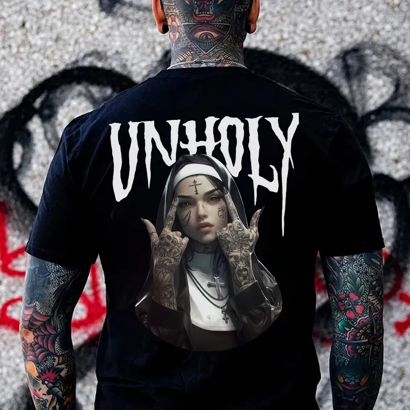 UNHOLY Defiant Nun Print Men's T-Shirt