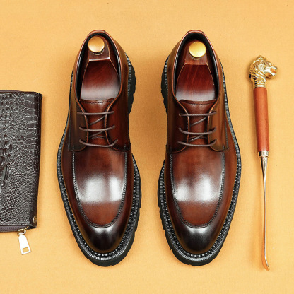 Men's Genuine Leather Business-Casual Platform Derby Shoes