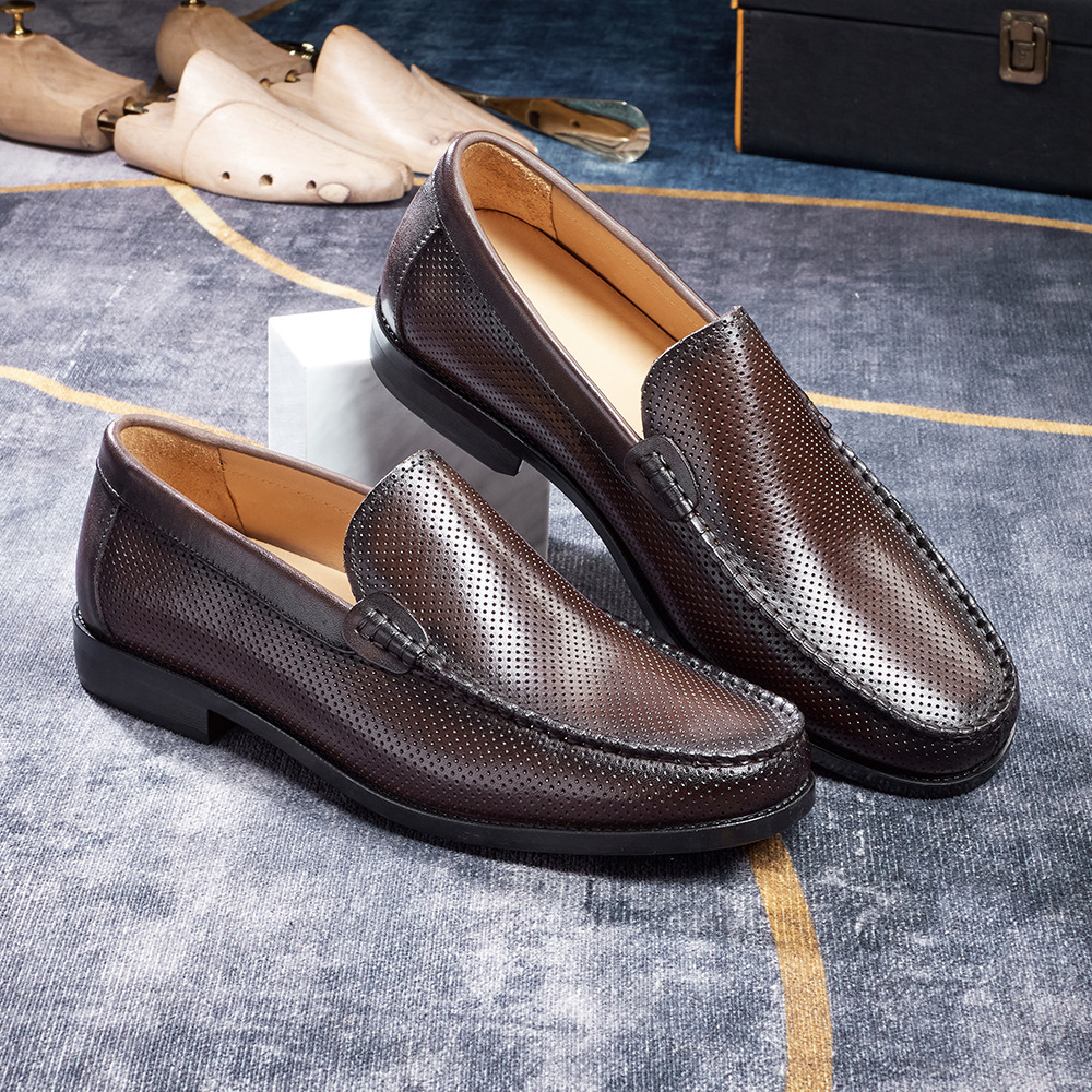 Men's Breathable Genuine Leather Perforated Loafers