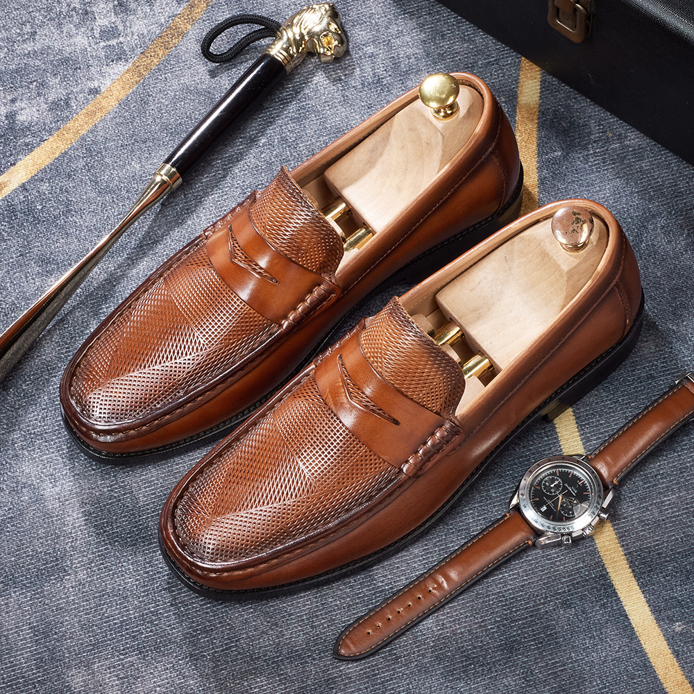 Men's Penny Loafers  Autumn Breathable Business Casual Leather Shoes