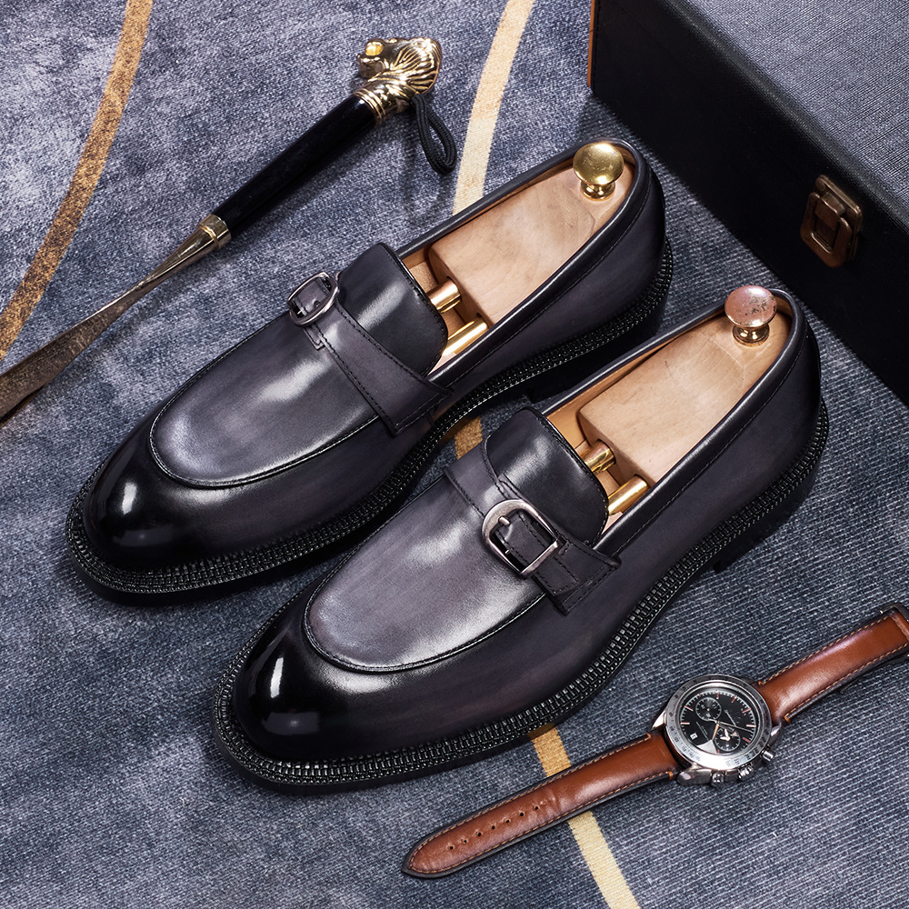 Men's Classic Buckle Strap Loafers in Full-Grain Leather