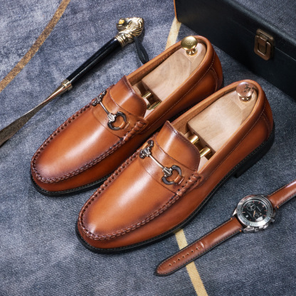 Men's Burnished Leather Horsebit Loafers