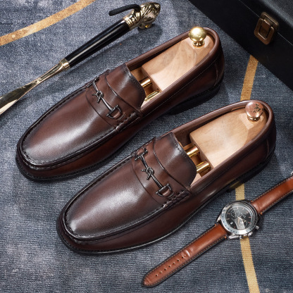 Men's Classic Comfortable Casual Metal Buckle Loafers