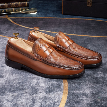 Men's Penny Loafers  Autumn Breathable Business Casual Leather Shoes
