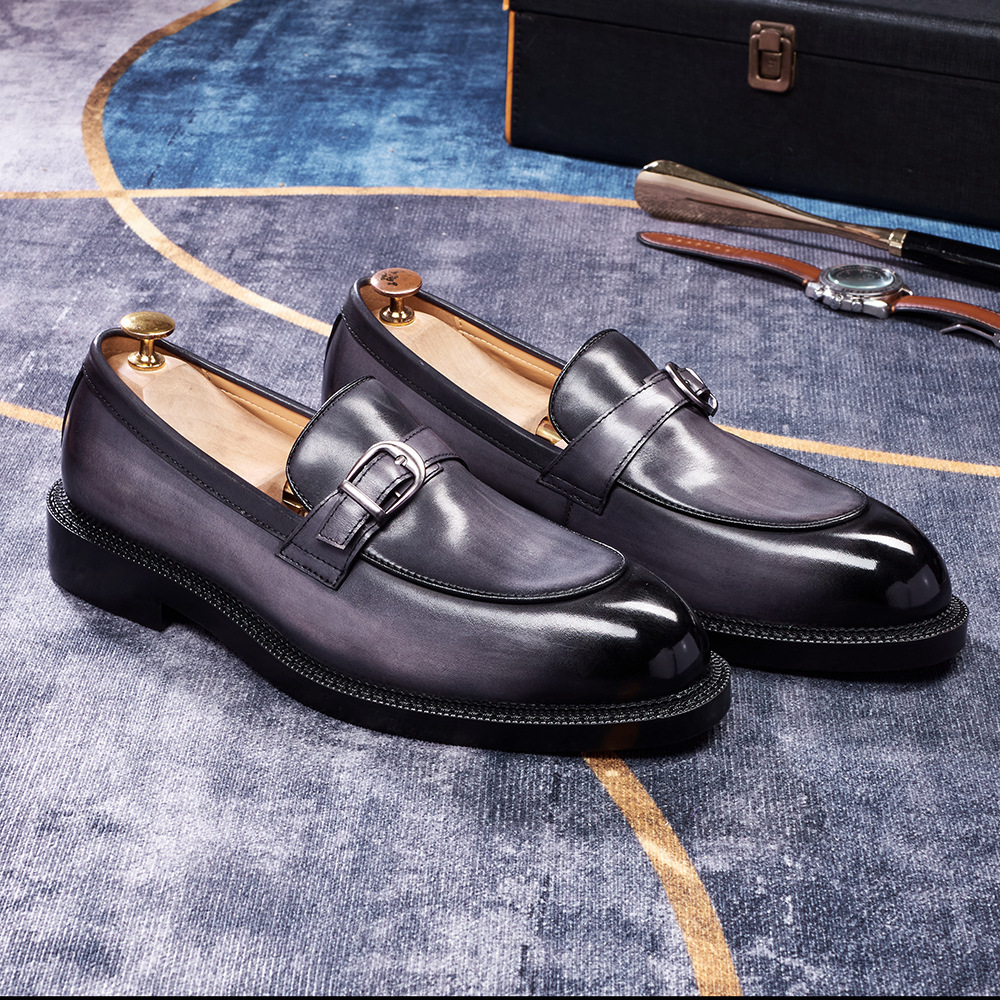Men's Classic Buckle Strap Loafers in Full-Grain Leather