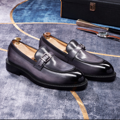 Men's Classic Buckle Strap Loafers in Full-Grain Leather