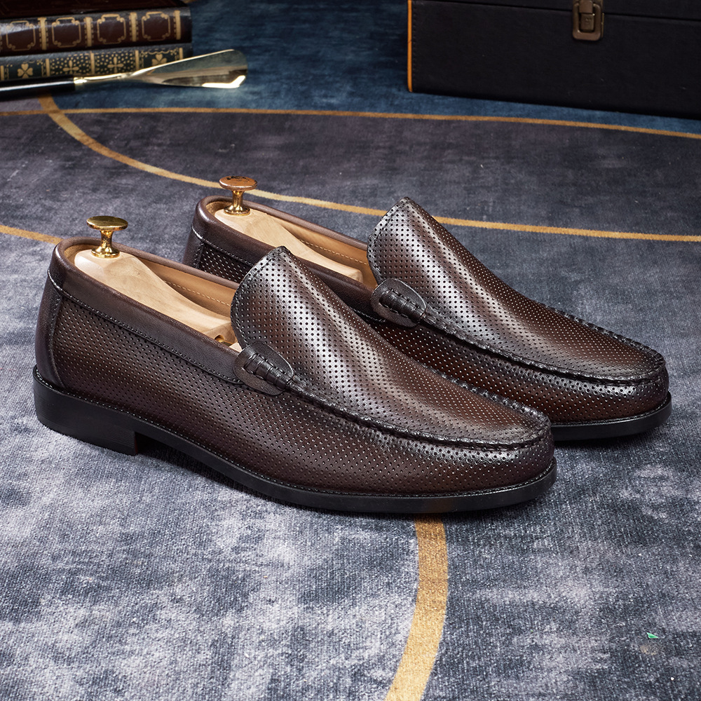 Men's Breathable Genuine Leather Perforated Loafers
