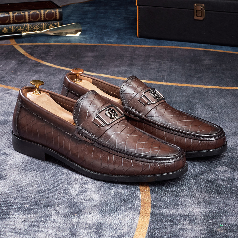 Men's Crocodile-Embossed Full-Grain Leather Casual Loafers