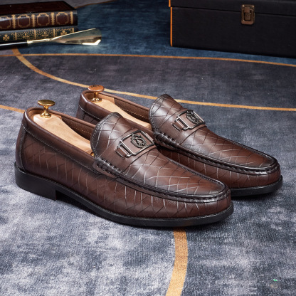 Men's Crocodile-Embossed Full-Grain Leather Casual Loafers