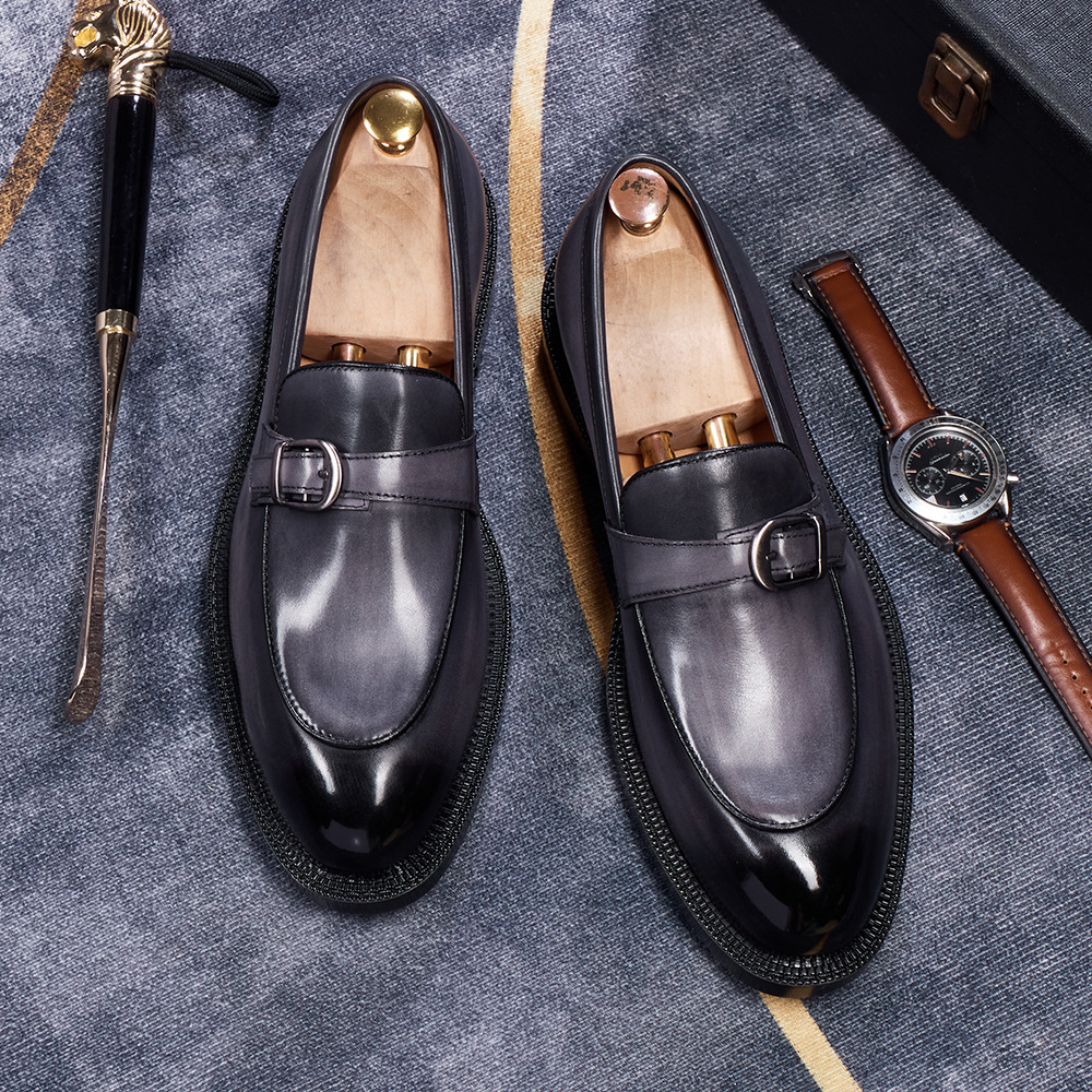 Men's Classic Buckle Strap Loafers in Full-Grain Leather