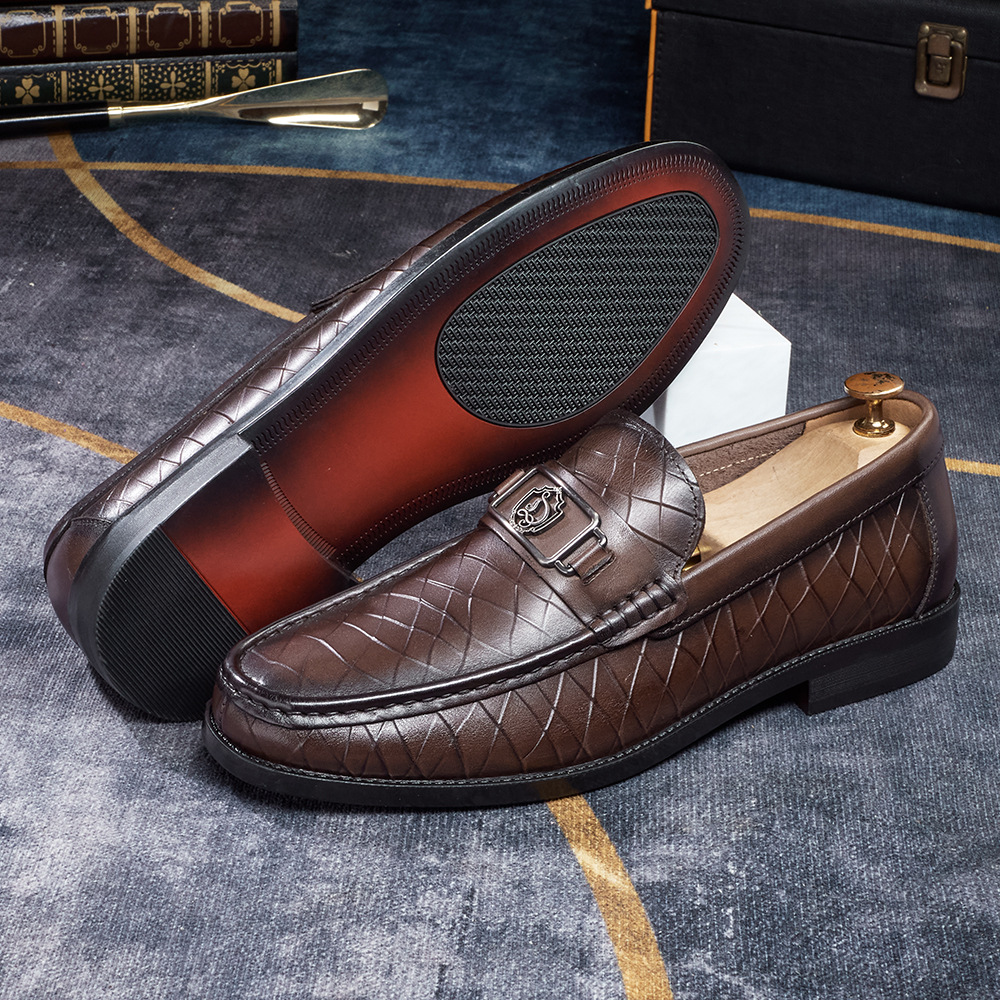 Men's Crocodile-Embossed Full-Grain Leather Casual Loafers
