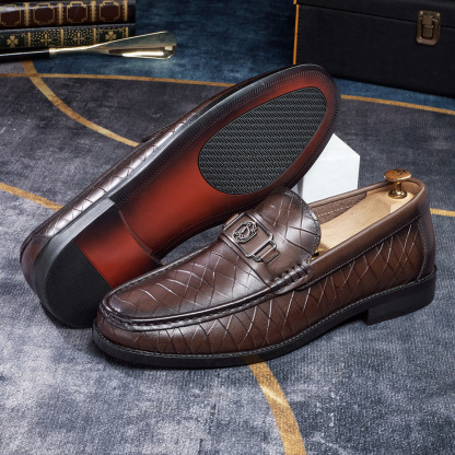 Men's Crocodile-Embossed Full-Grain Leather Casual Loafers