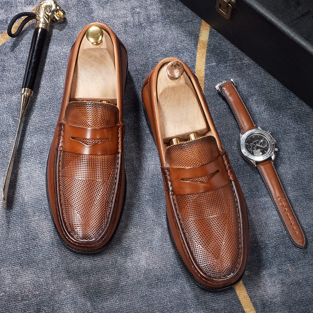 Men's Penny Loafers  Autumn Breathable Business Casual Leather Shoes