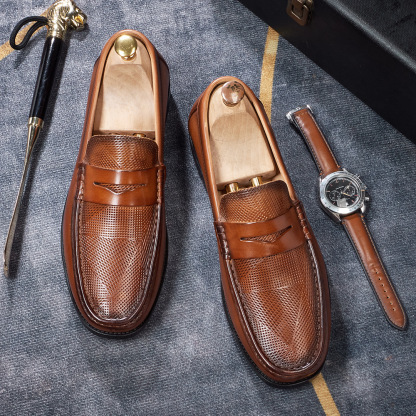 Men's Penny Loafers  Autumn Breathable Business Casual Leather Shoes