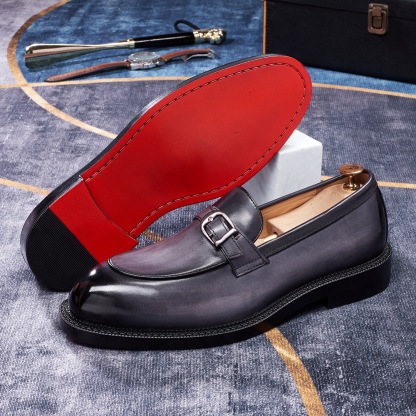 Men's Classic Buckle Strap Loafers in Full-Grain Leather
