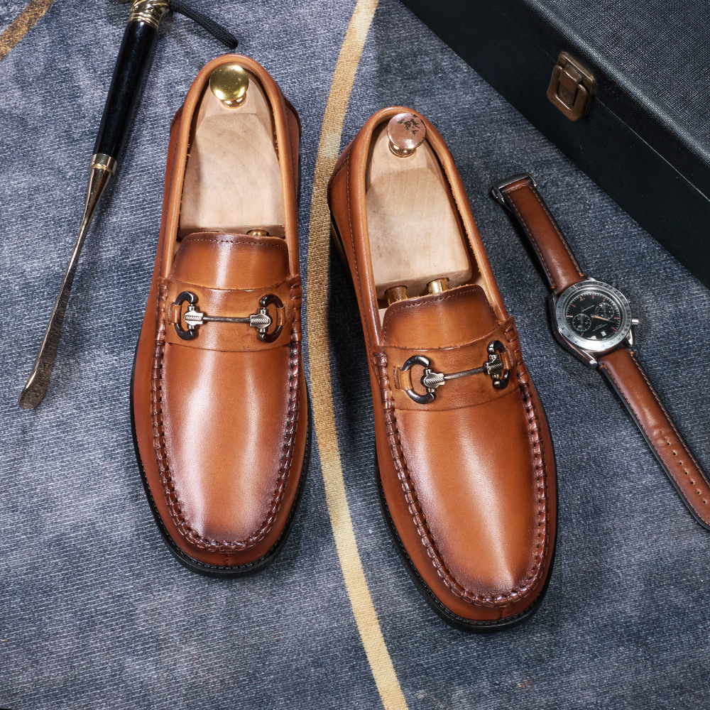 Men's Burnished Leather Horsebit Loafers