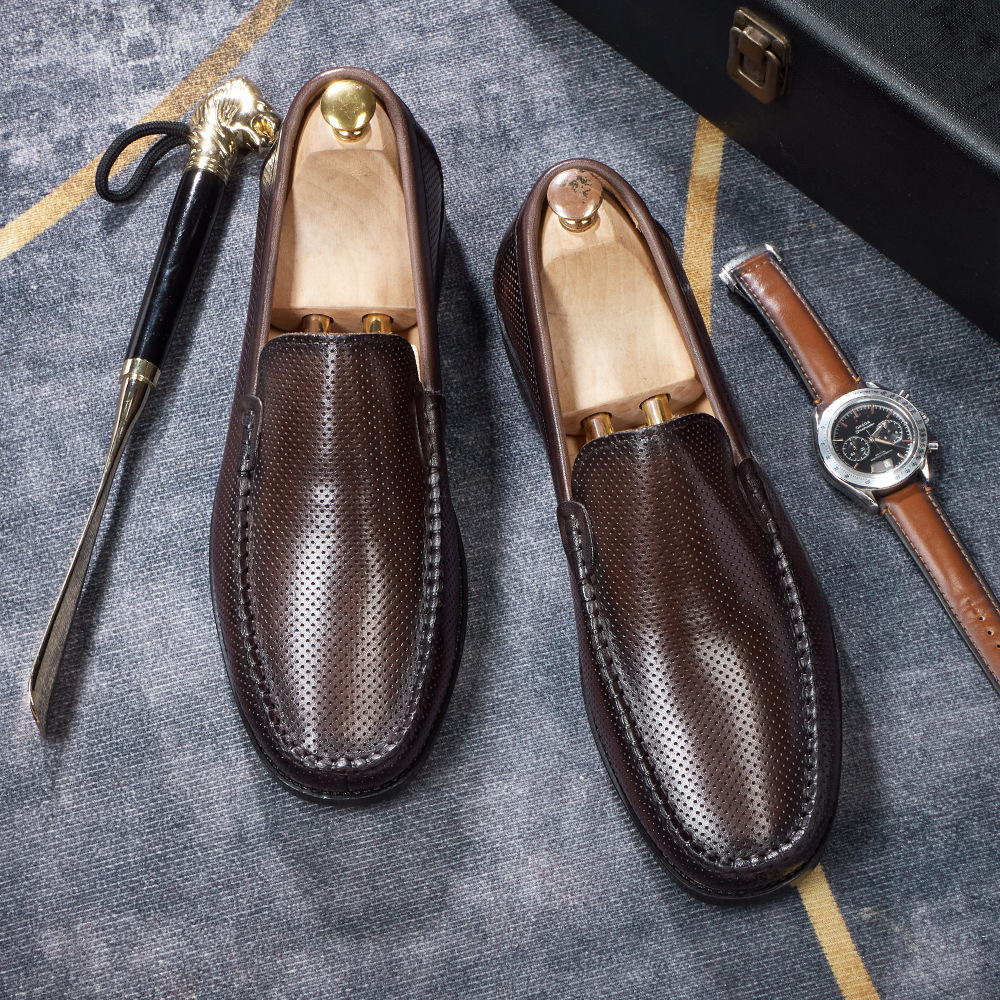 Men's Breathable Genuine Leather Perforated Loafers