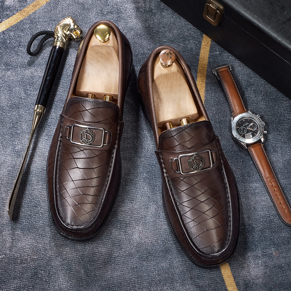Men's Crocodile-Embossed Full-Grain Leather Casual Loafers