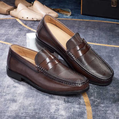Men's Penny Loafers  Autumn Breathable Business Casual Leather Shoes