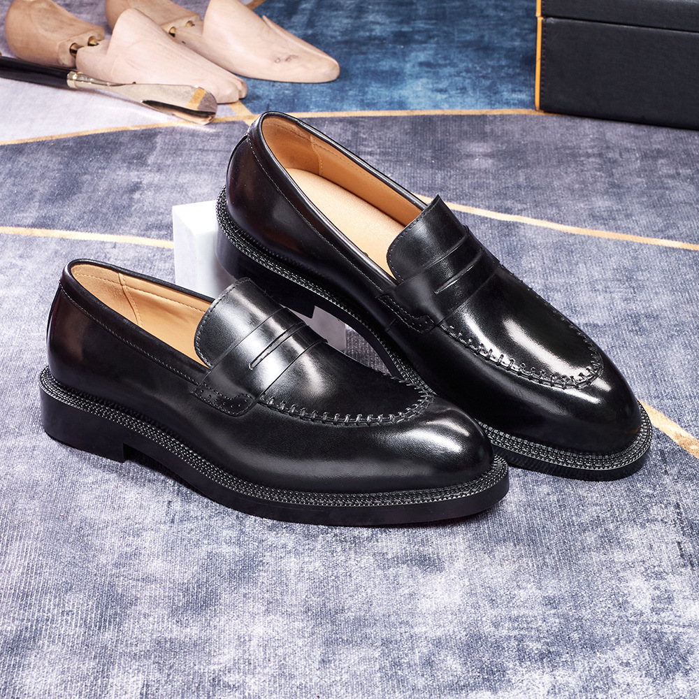 Men's Burnished Genuine Leather Penny Loafers