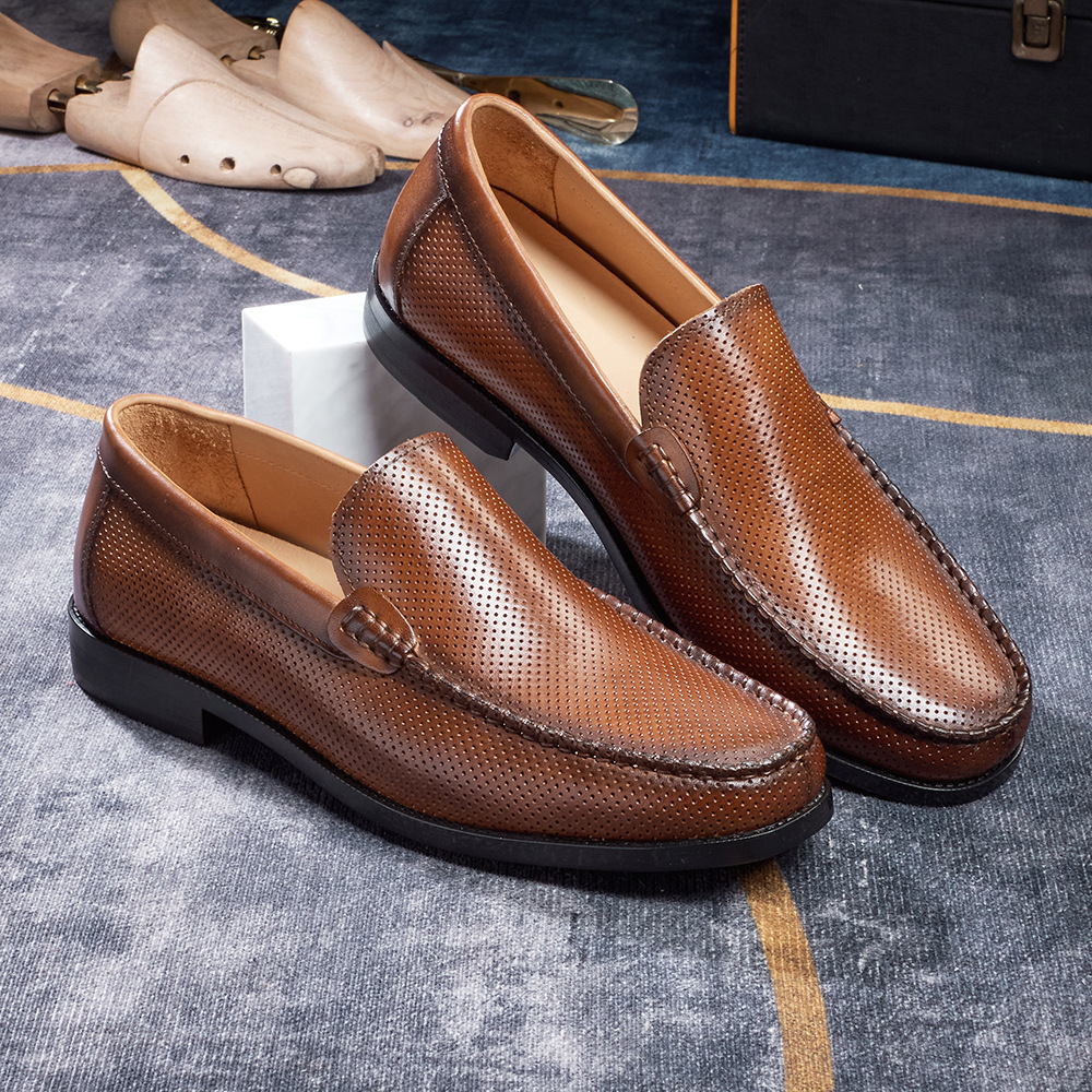 Men's Breathable Genuine Leather Perforated Loafers