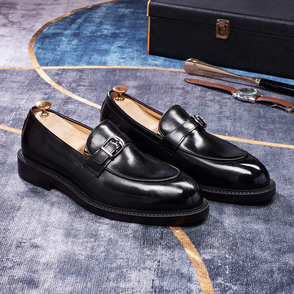 Men's Classic Buckle Strap Loafers in Full-Grain Leather