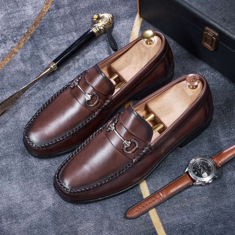 Men's Burnished Leather Horsebit Loafers