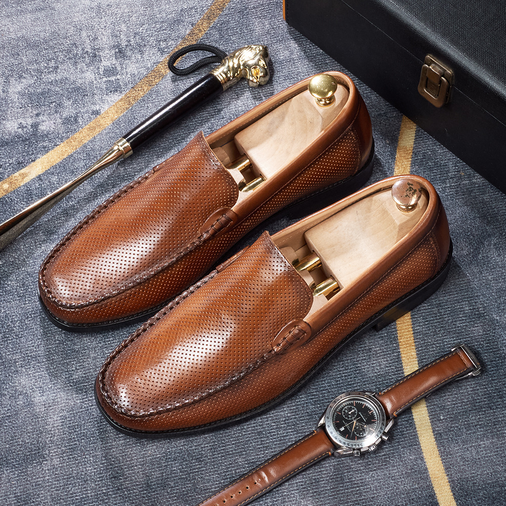 Men's Breathable Genuine Leather Perforated Loafers