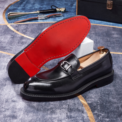 Men's Classic Buckle Strap Loafers in Full-Grain Leather