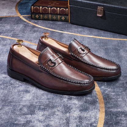 Men's Burnished Leather Horsebit Loafers