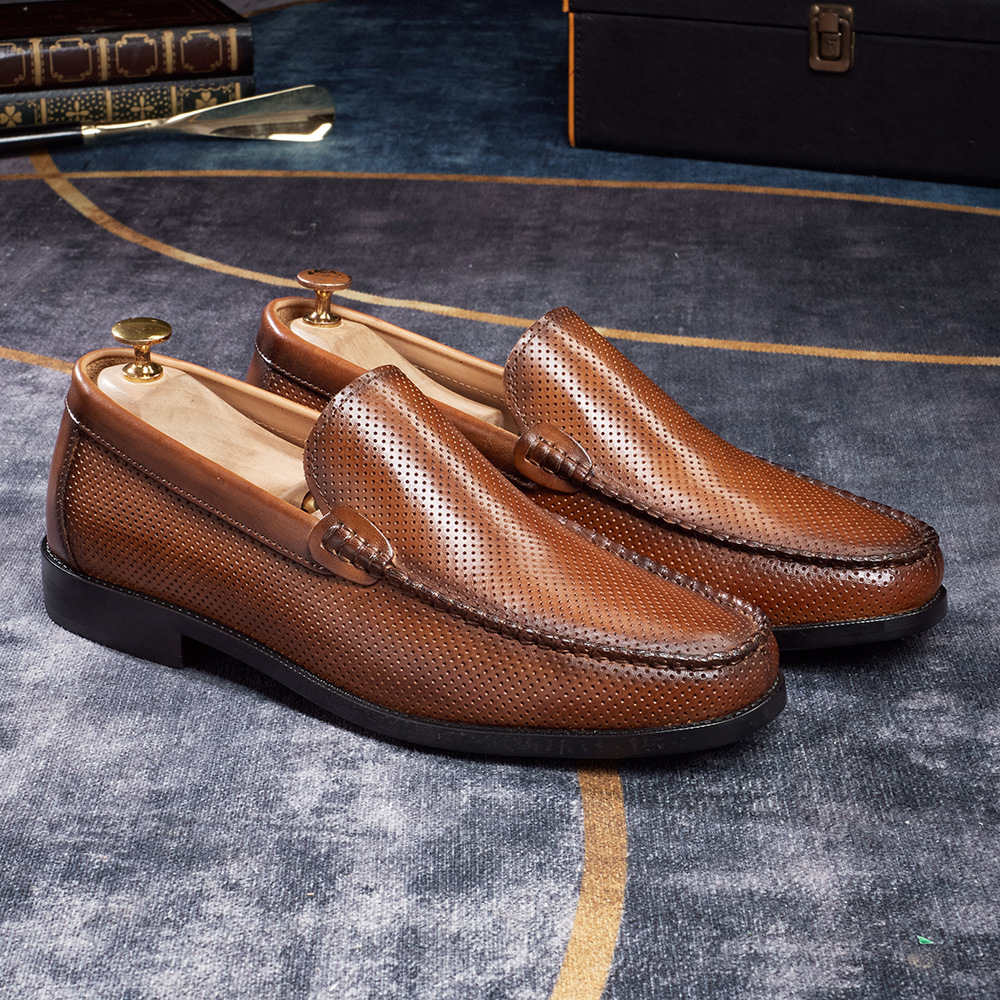Men's Breathable Genuine Leather Perforated Loafers