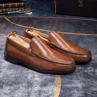Men's Breathable Genuine Leather Perforated Loafers